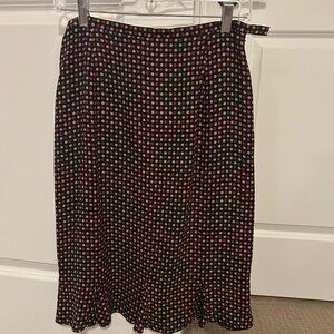 Talbots Size 8 Polka Dotted Flutter Hem Silk Skirt